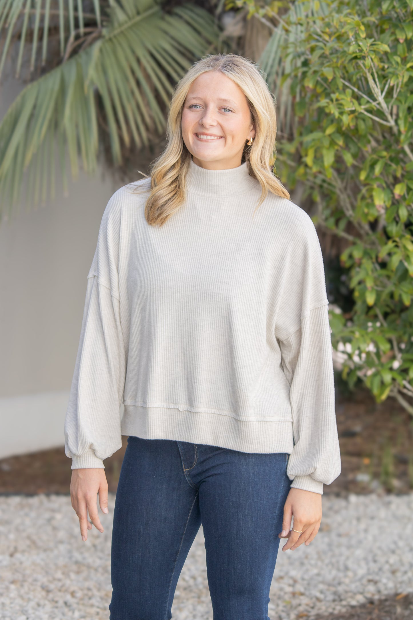 Beca Cozy Ribbed Top-Oatmeal