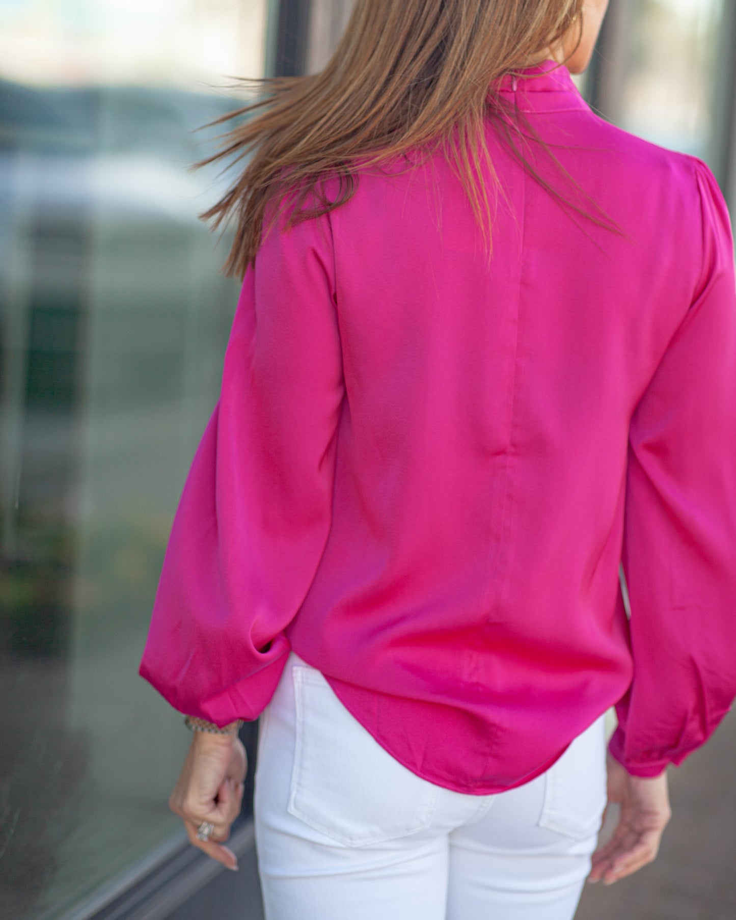 Chelsea Wrap Mock Neck Top-Magenta