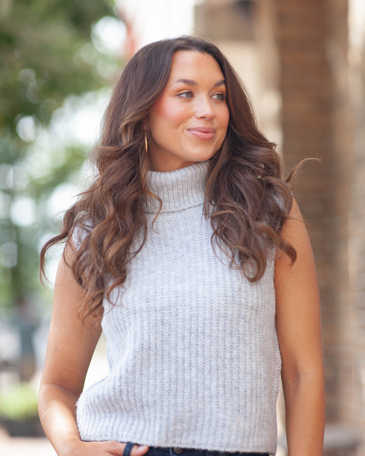 Finley Turtleneck Sweater Vest-Grey