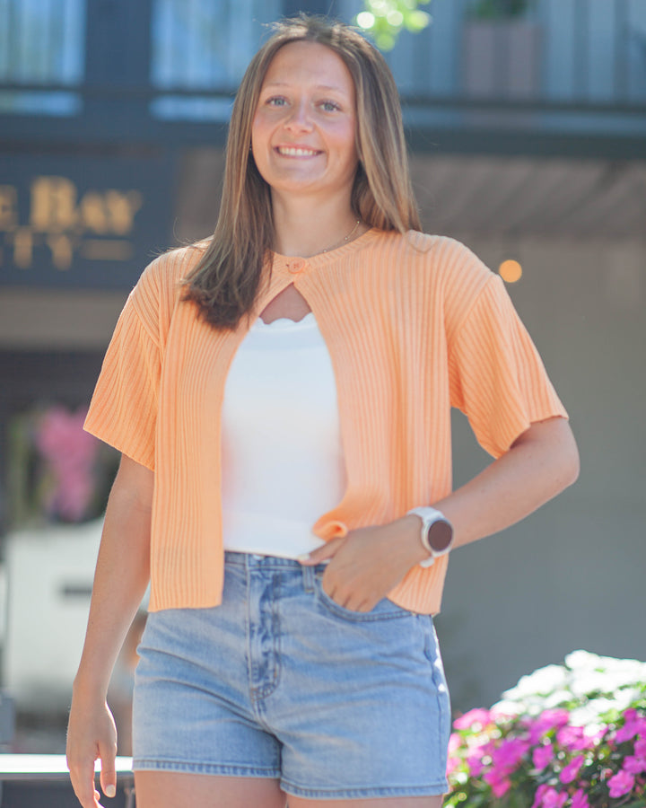 Layla Half Sleeve Cardigan-Apricot