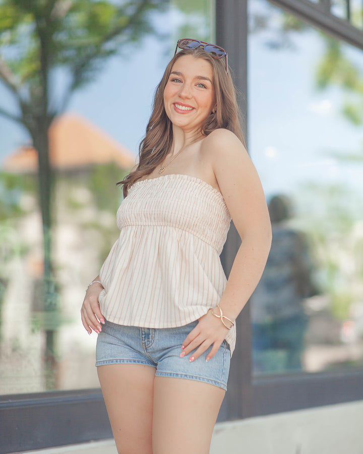 Amaline Strapless Top-Sand