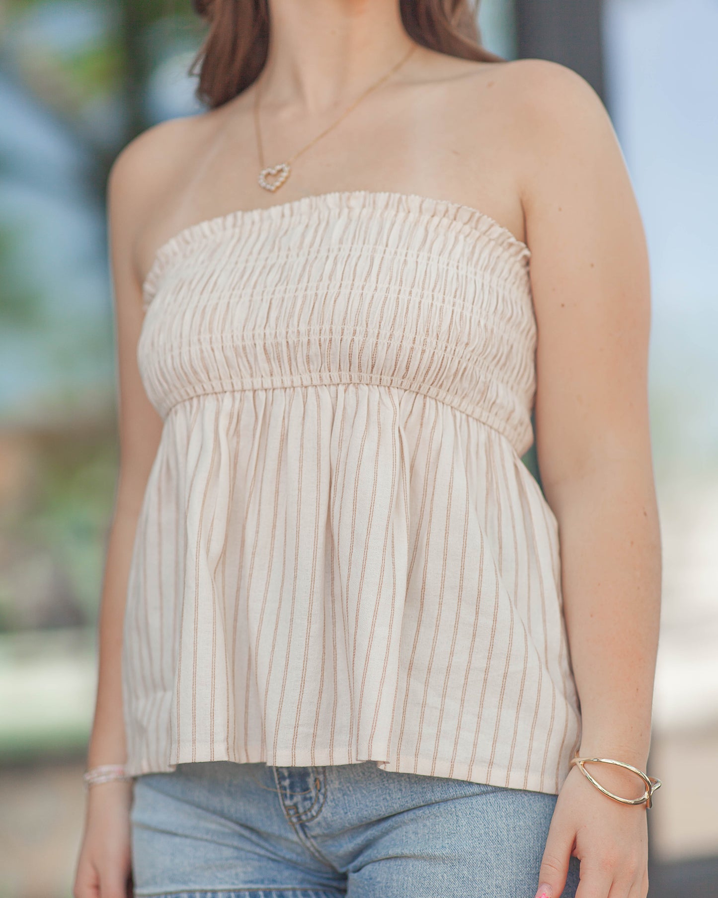 Amaline Strapless Top-Sand