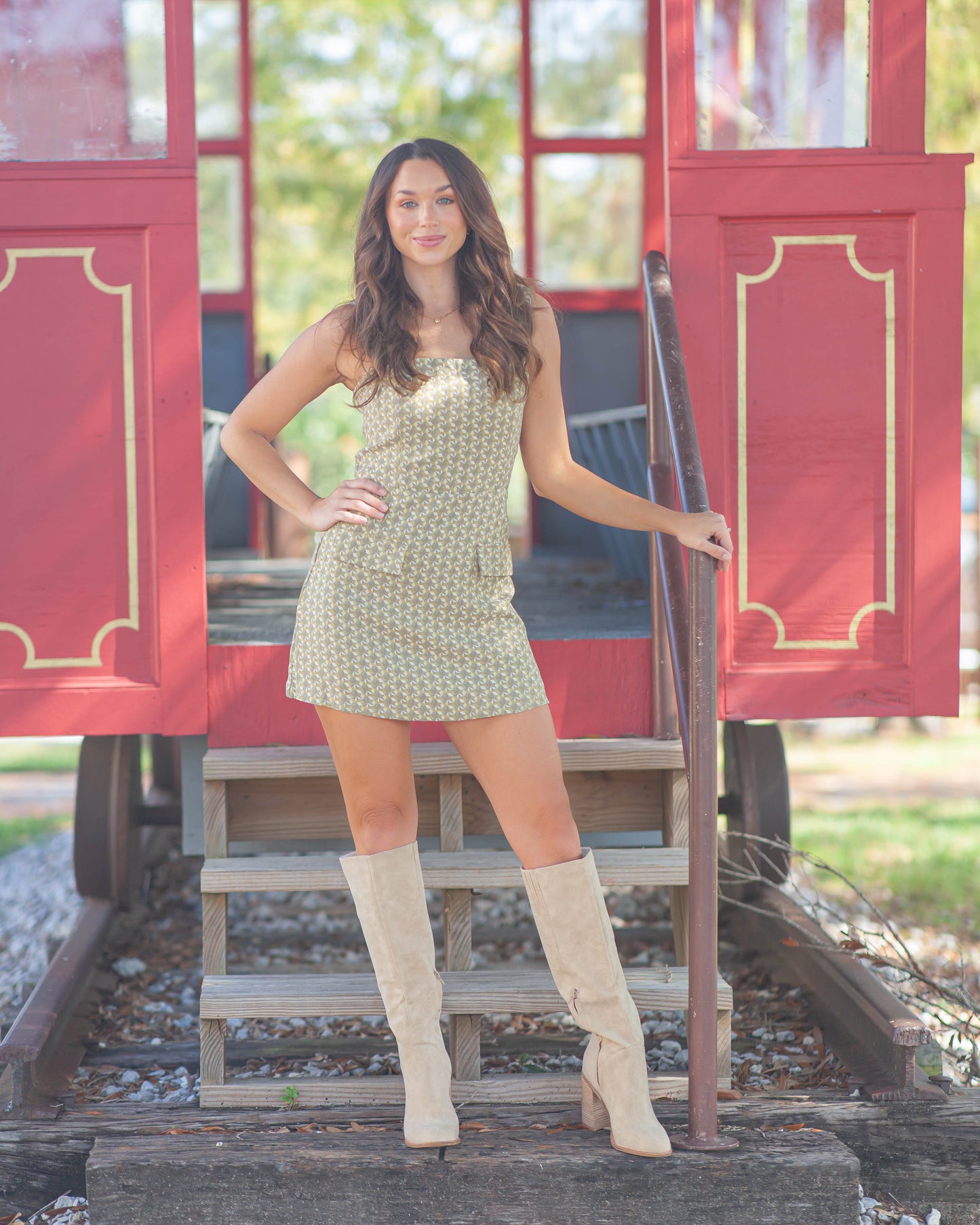 Wells Jacquard Romper-Green