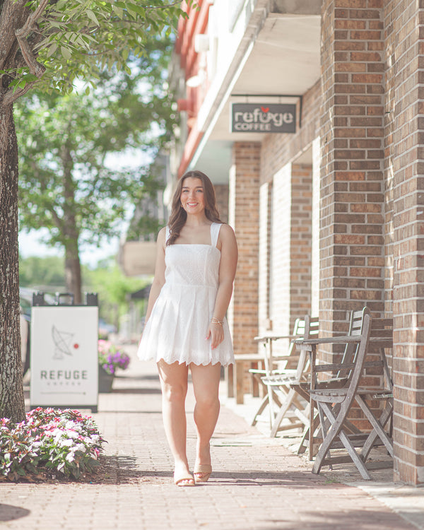 Kylie Romper-White Eyelet
