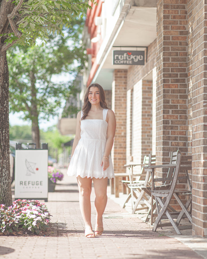 Kylie Romper-White Eyelet
