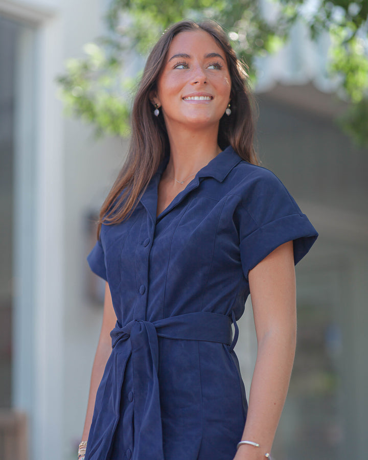 Fatema Mini Dress-Navy Stripe