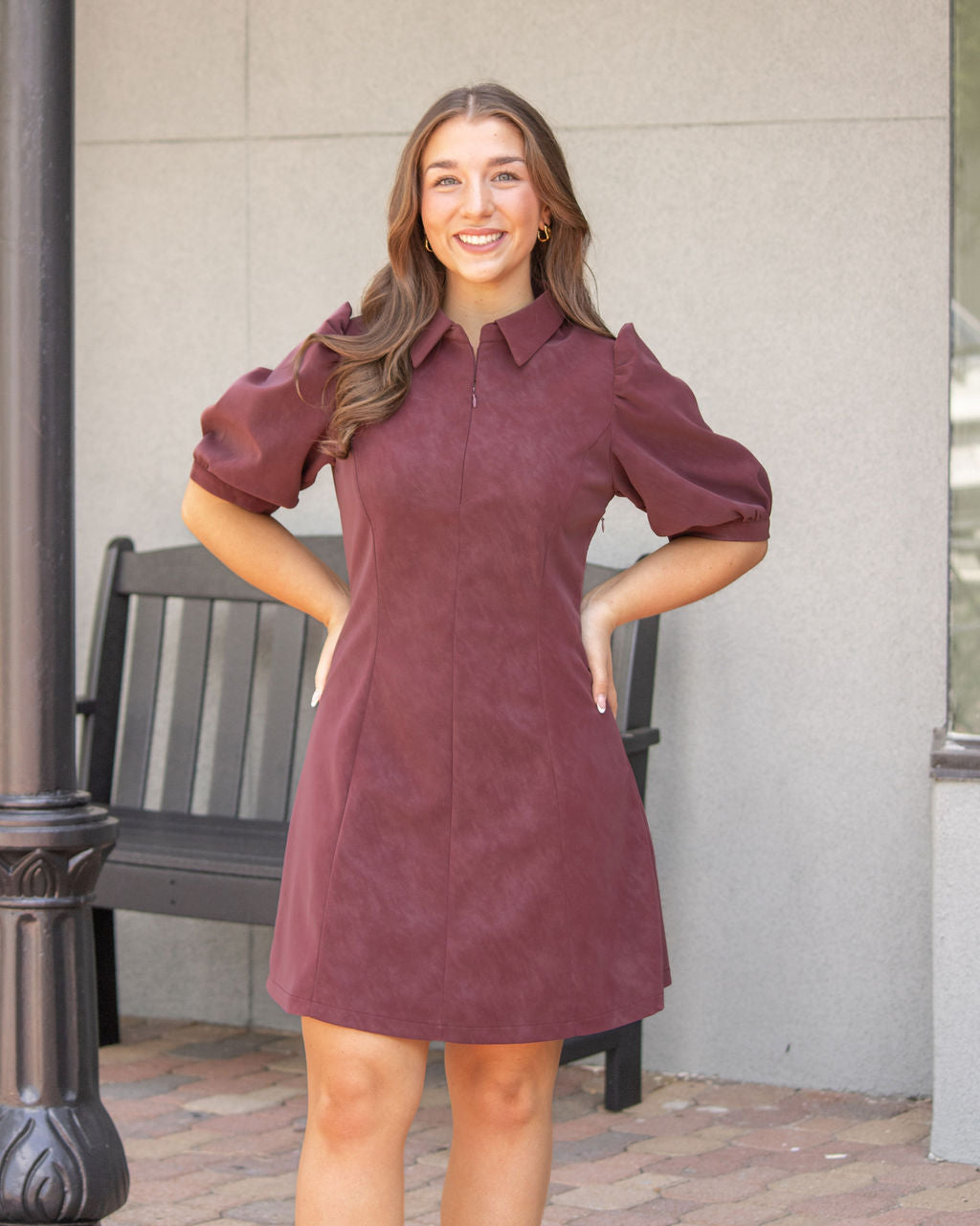 Shannon Mini Dress-Maroon