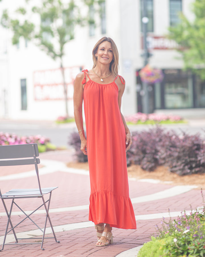 Sugarloaf Flowy Maxi Dress-Red