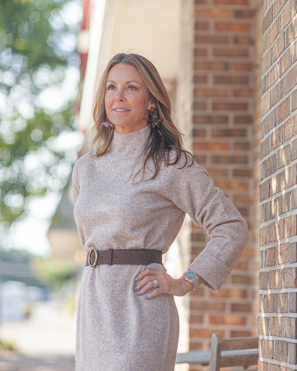 Hadley Turtleneck Midi Dress-Oatmeal