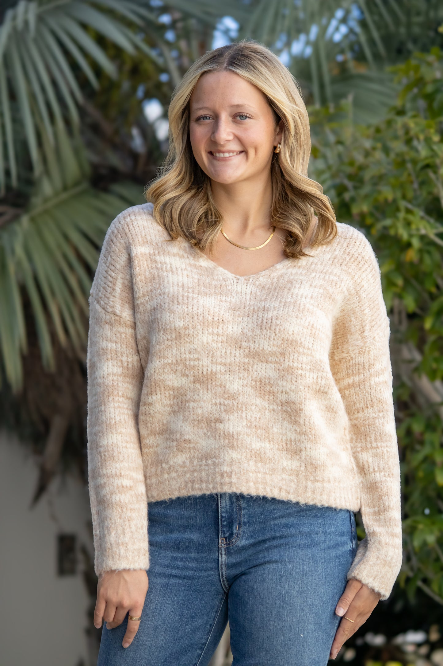 Dakota V-Neck Sweater-Oatmeal