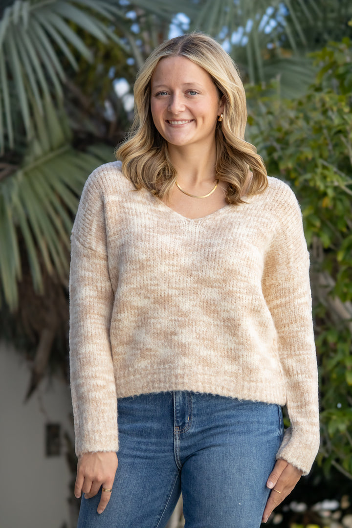 Dakota V-Neck Sweater-Oatmeal