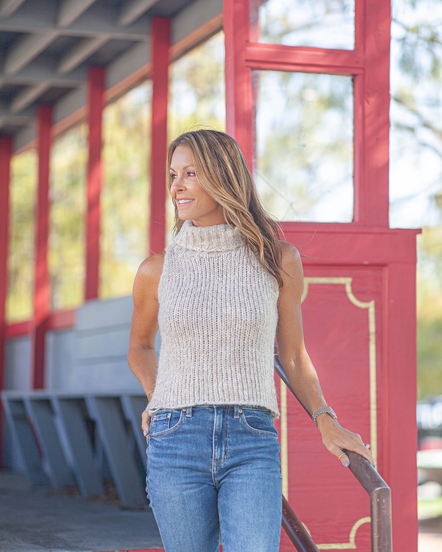 Saylor Turtleneck Sweater Tank-Oatmeal