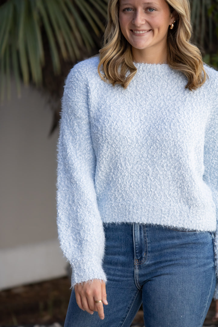Electric Pulse Fuzzy Sweater-Sky