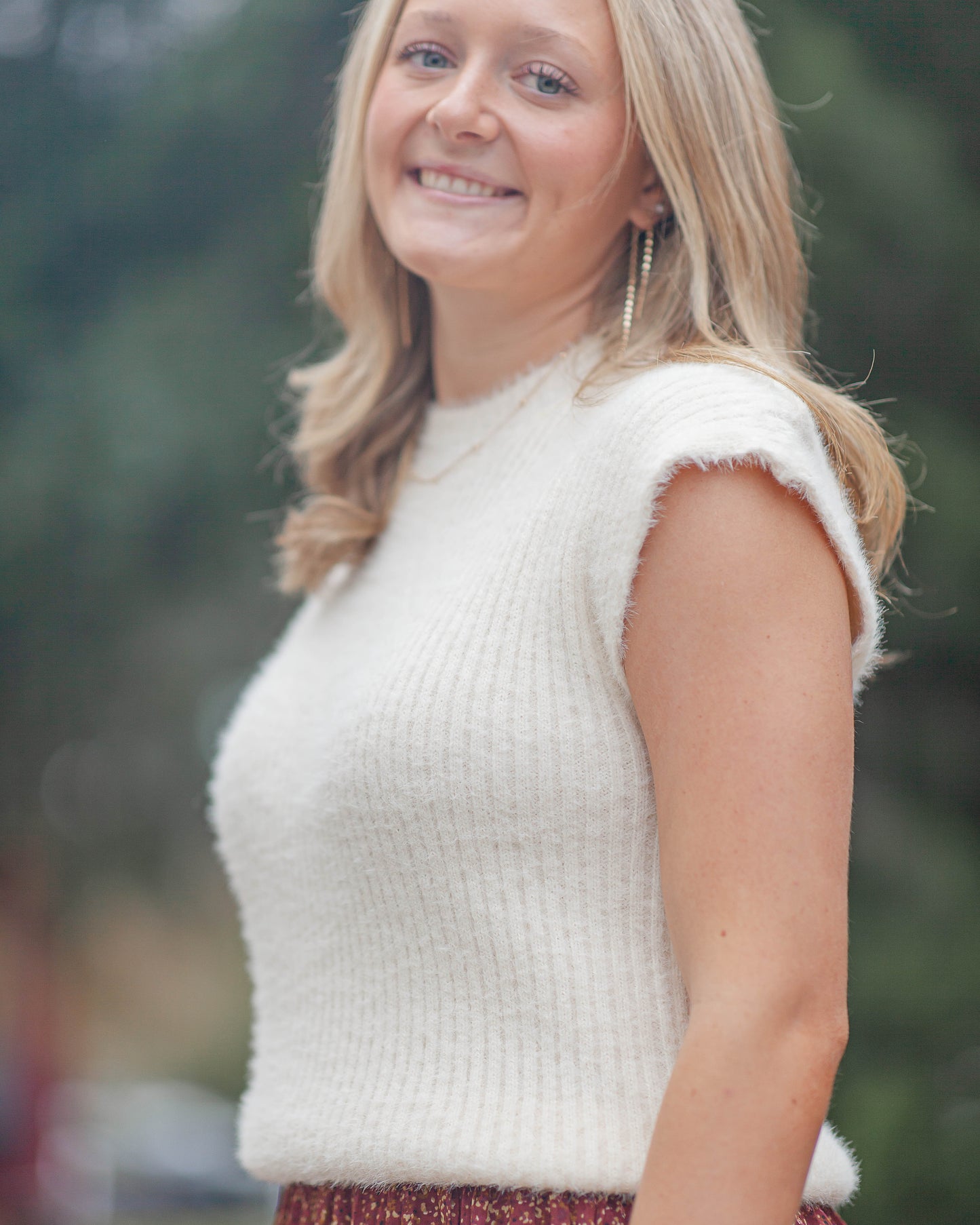 Bianca Feather Yarn Sweater-Ivory