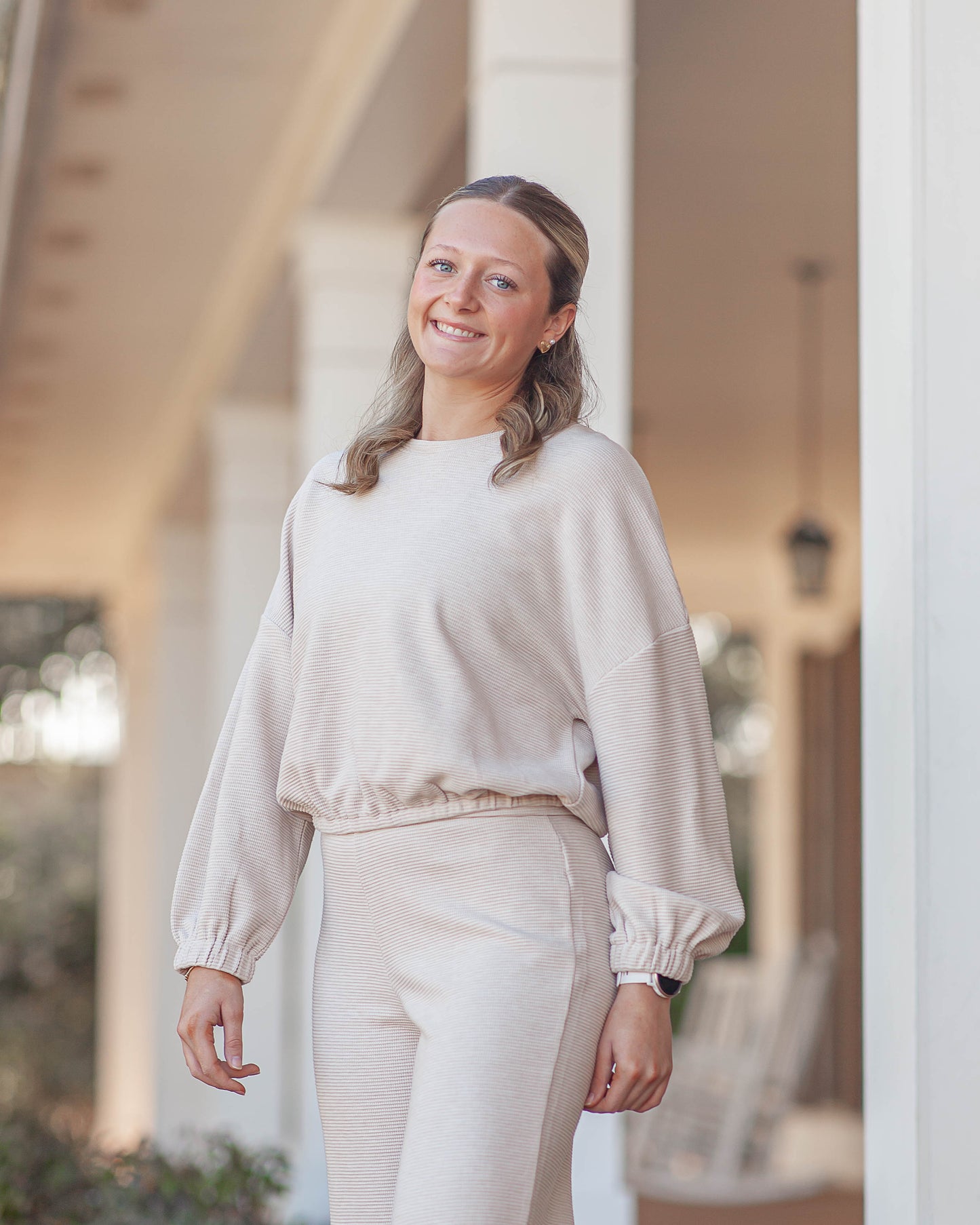 Locket Gathered Top-Oatmeal