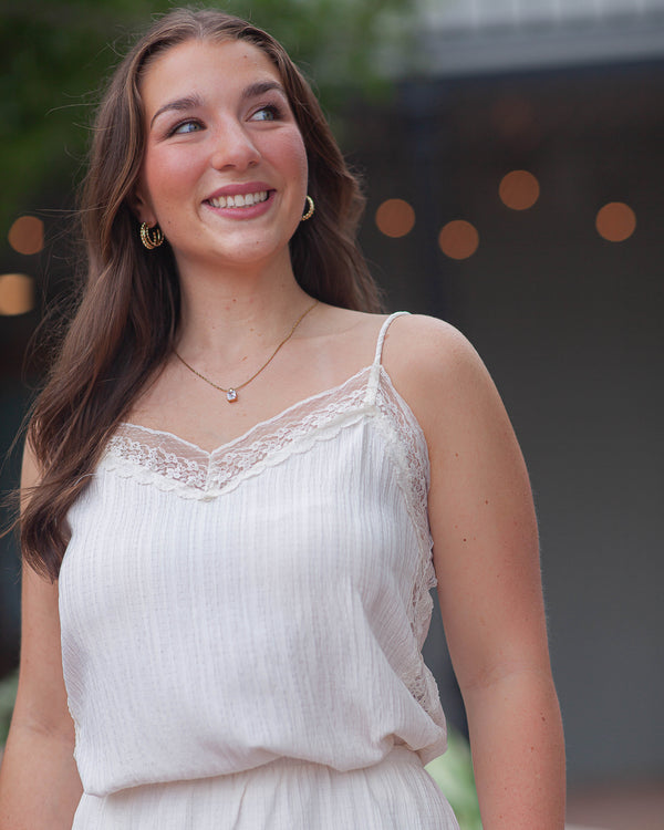 Fawn Lace Trim Cami-Cream