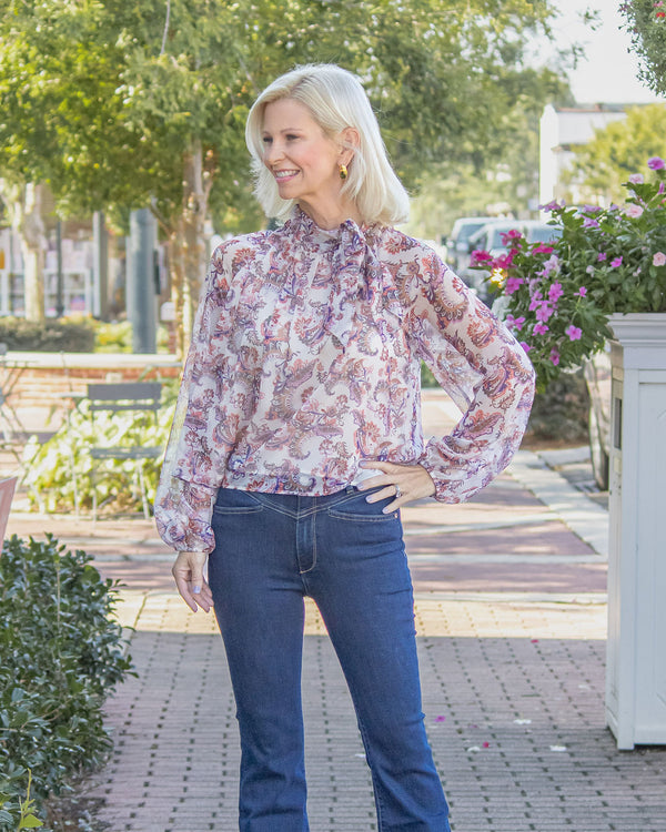 En Province Neck Tie Blouse-Multi
