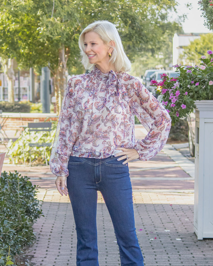 En Province Neck Tie Blouse-Multi