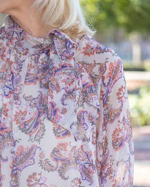 En Province Neck Tie Blouse-Multi