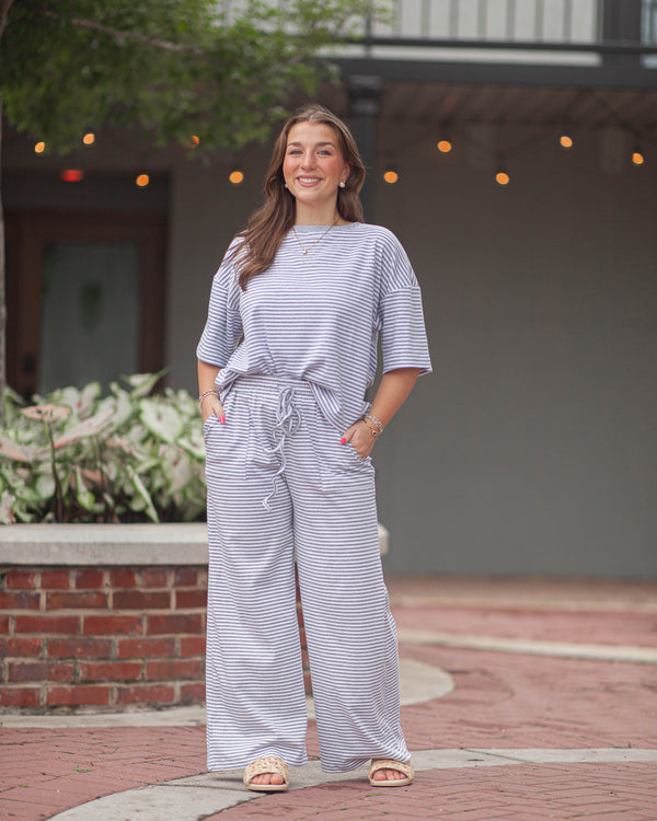 Sam Striped Knit Set-Grey