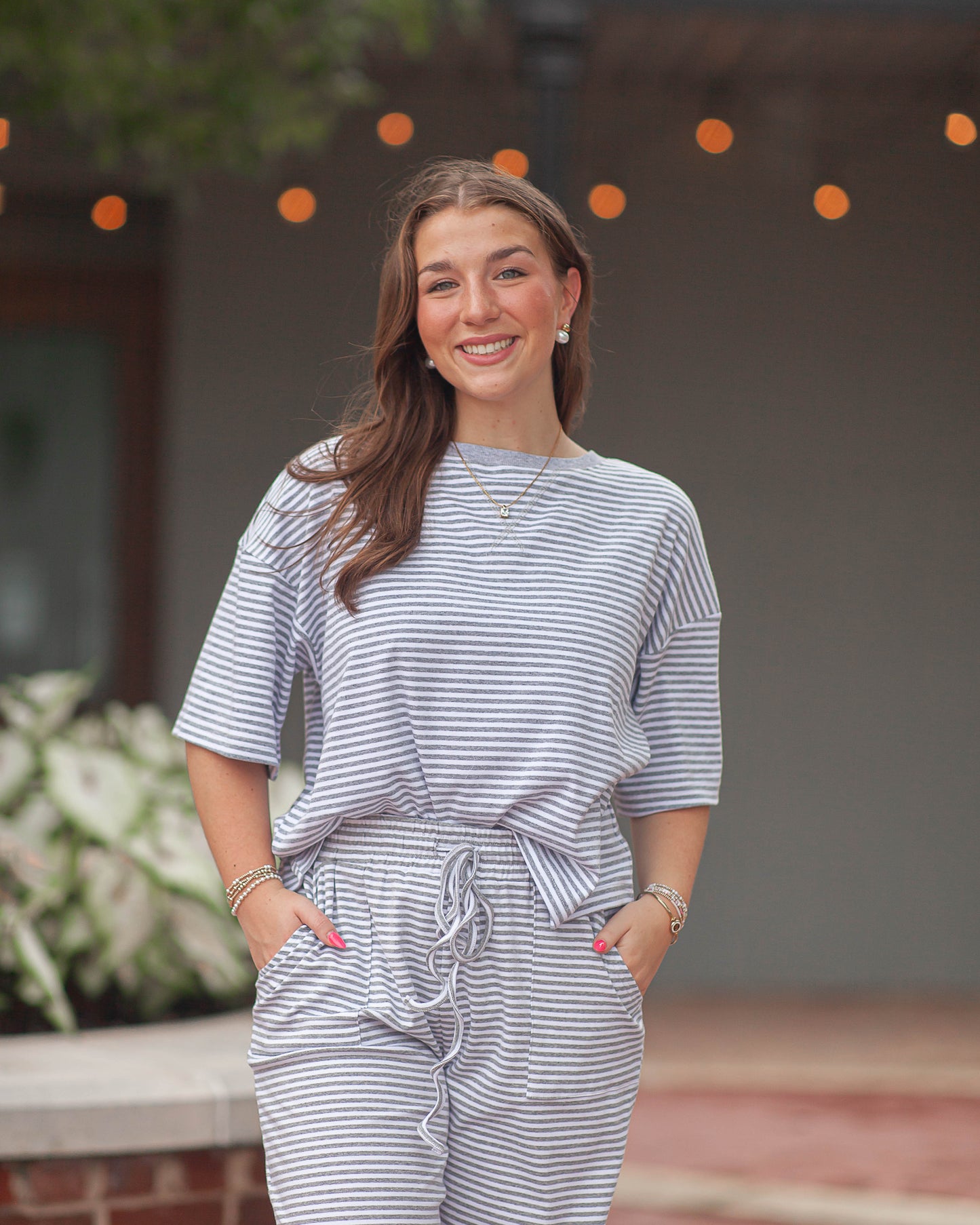 Sam Striped Knit Set-Grey