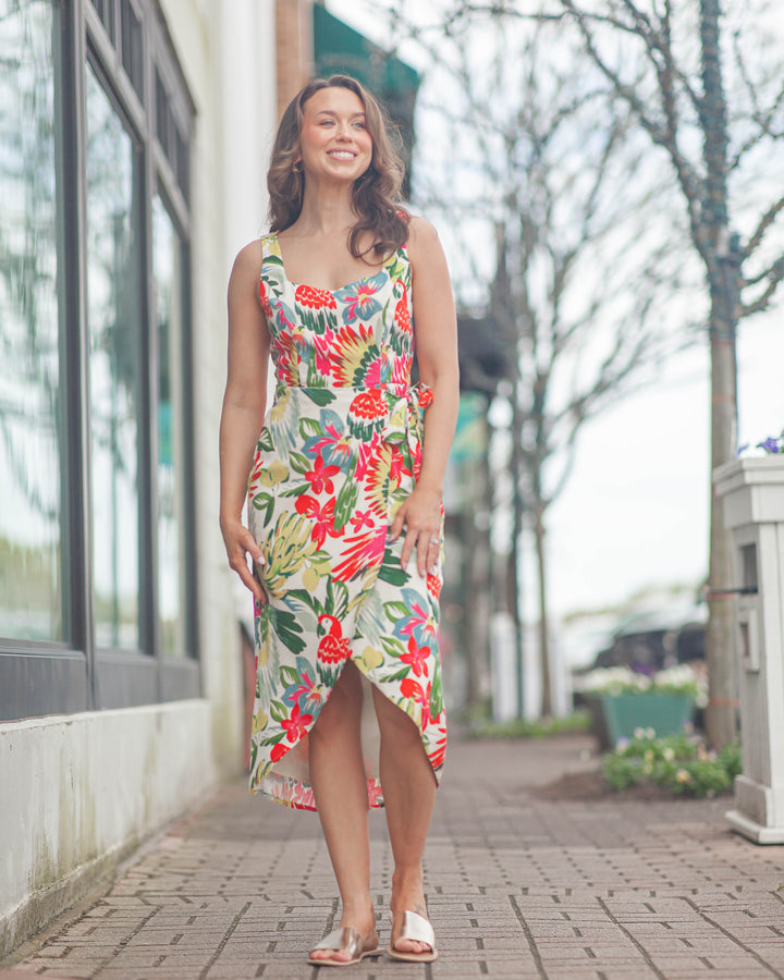 Alissa Wrap Midi Dress-Tropical