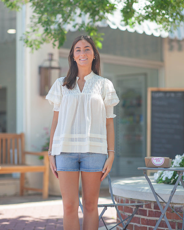 Melissa Crinkle Top-Cream