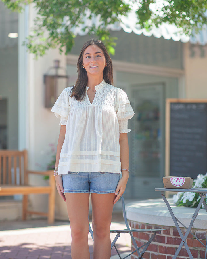 Melissa Crinkle Top-Cream