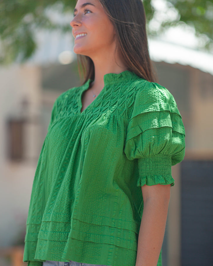 Melissa Crinkle Top-Green