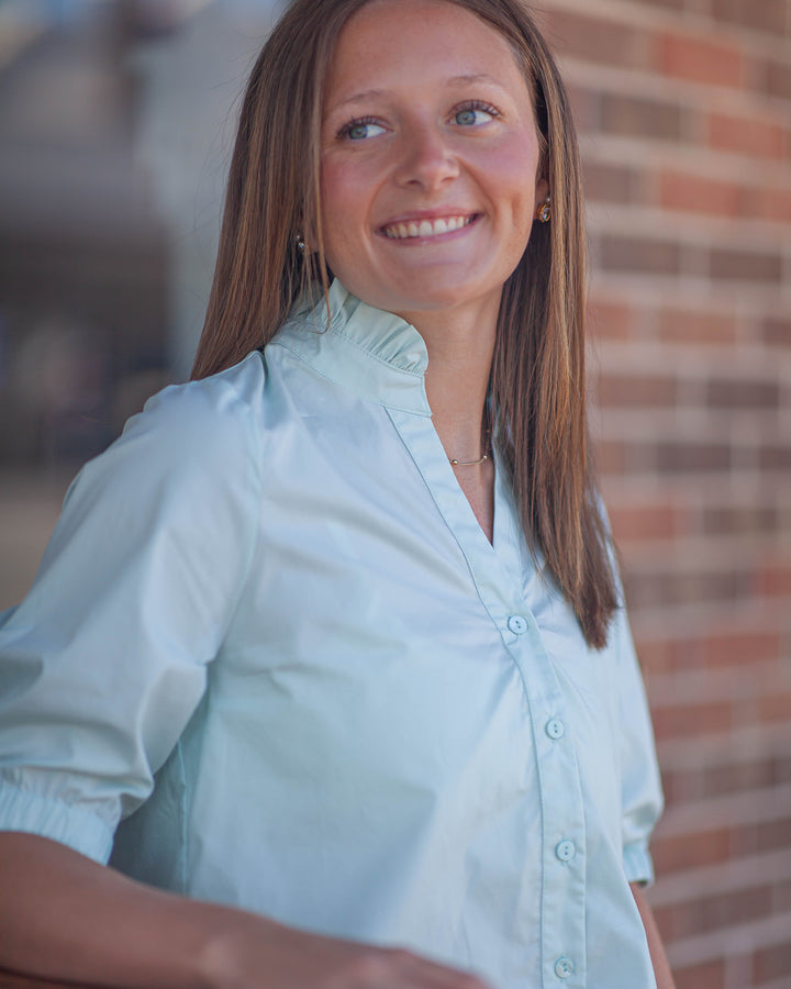 Ginny V-Neck Top-Mint
