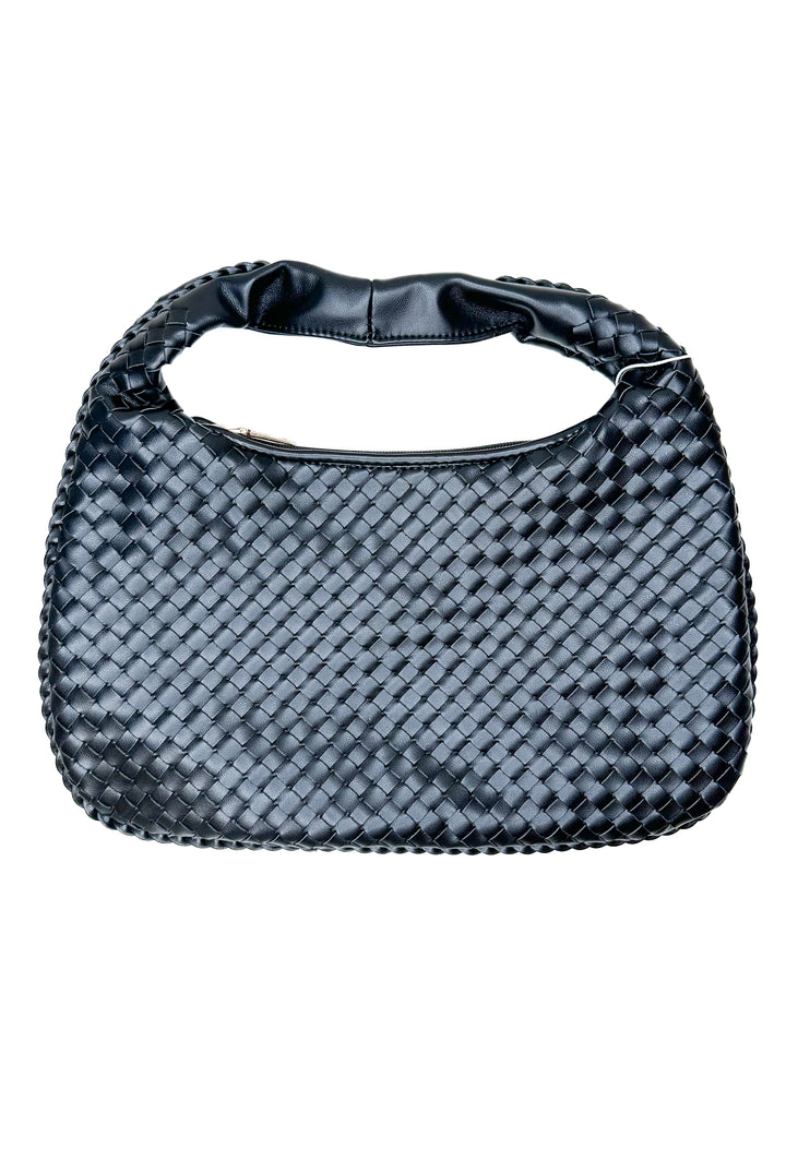 Adela Woven Hobo Bag-Black