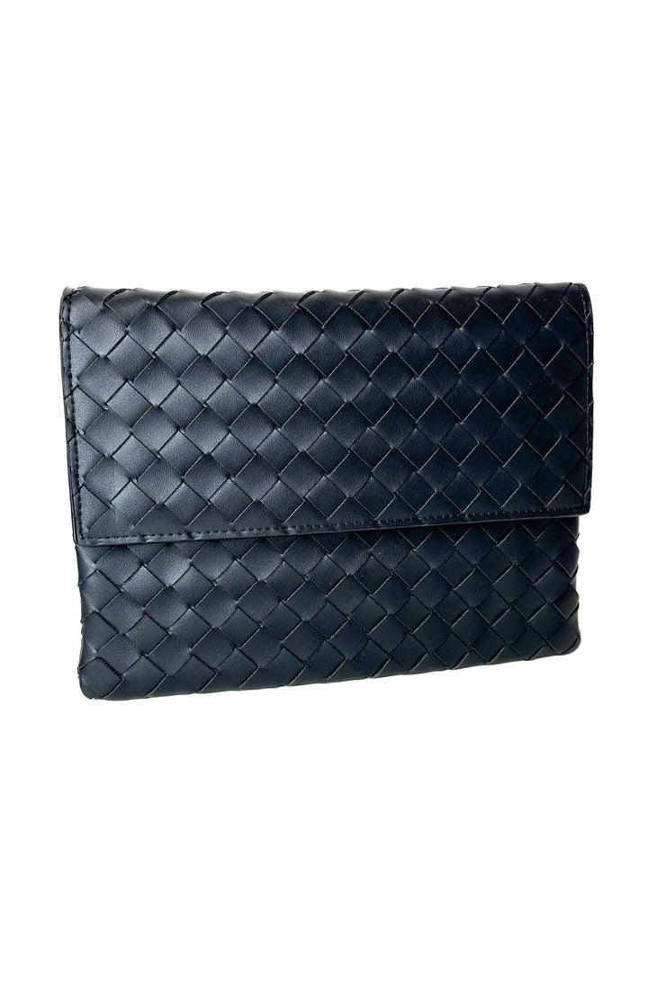 Ivy Woven Clutch-Black