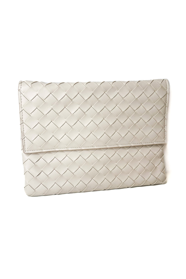 Ivy Woven Clutch-Oatmilk