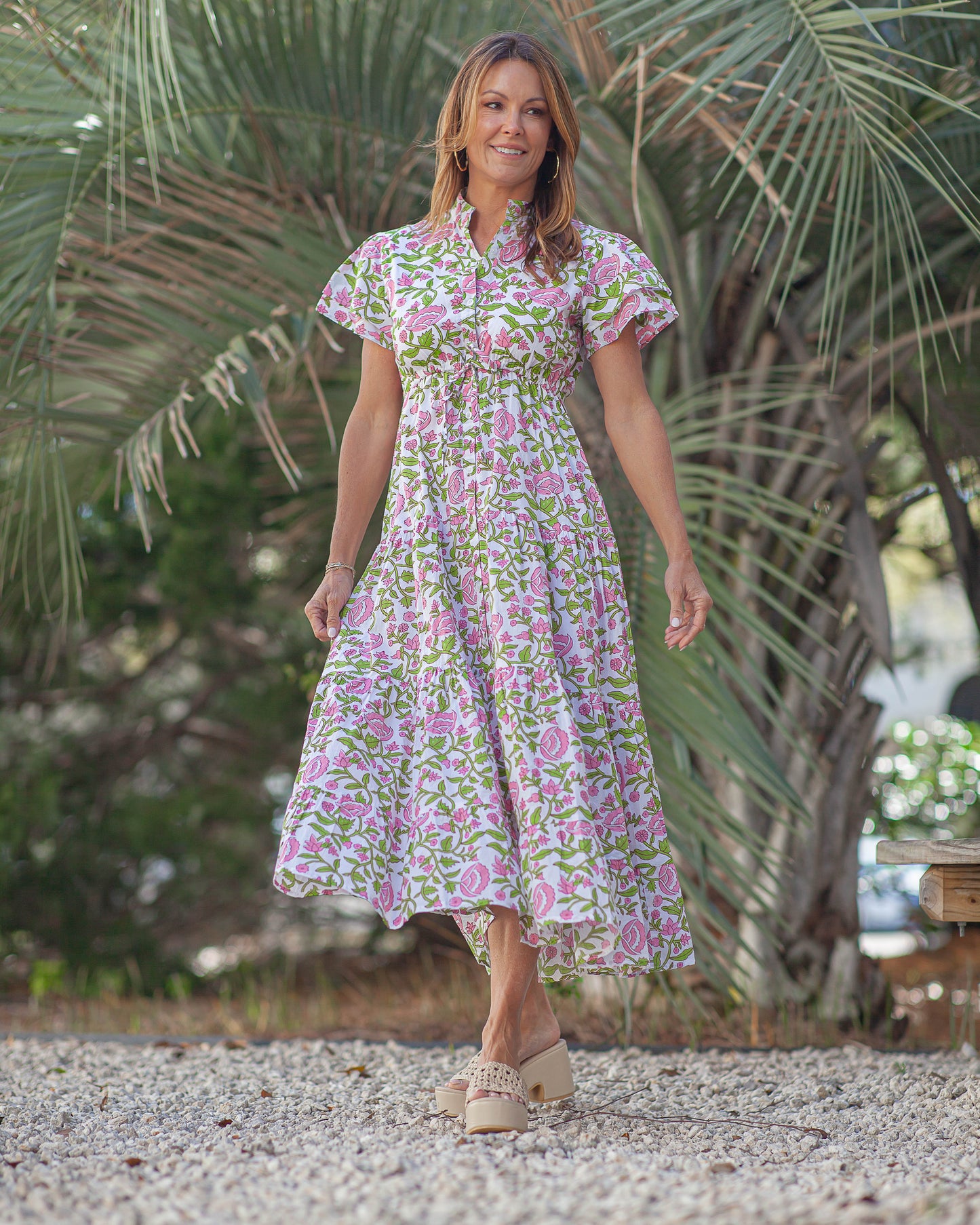 Magnolia Midi Dress-Petal Pink
