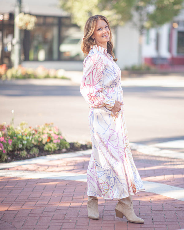 Amanda Midi Dress-Pastel Sketch