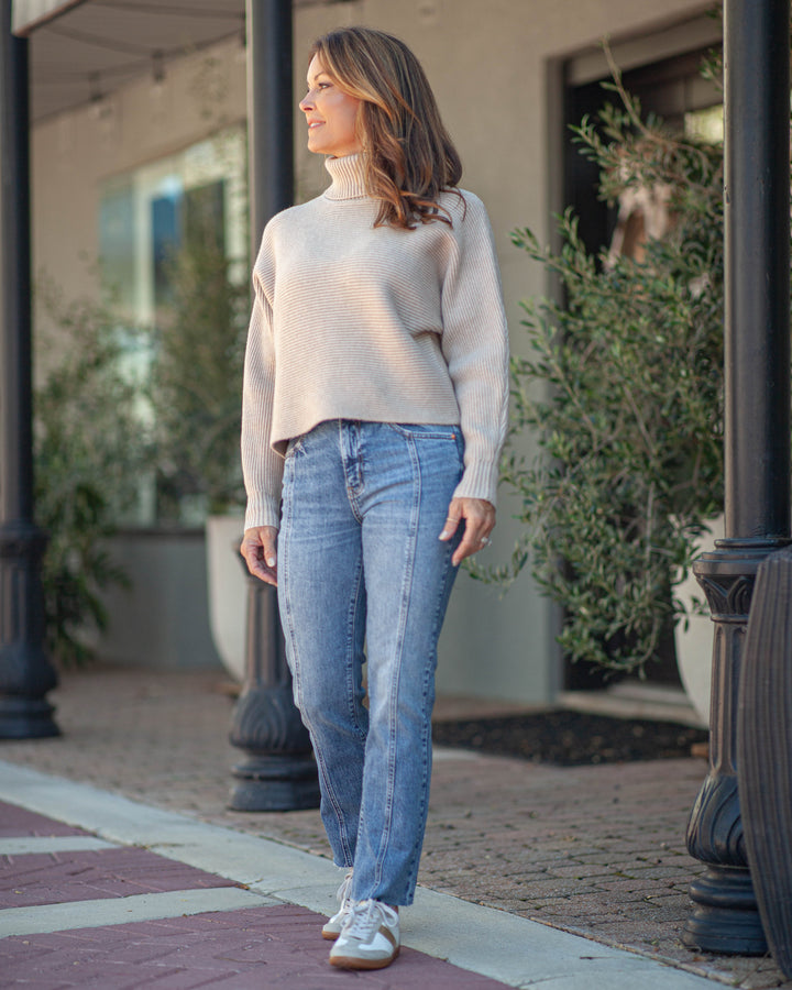 Anya Turtleneck Sweater-Taupe