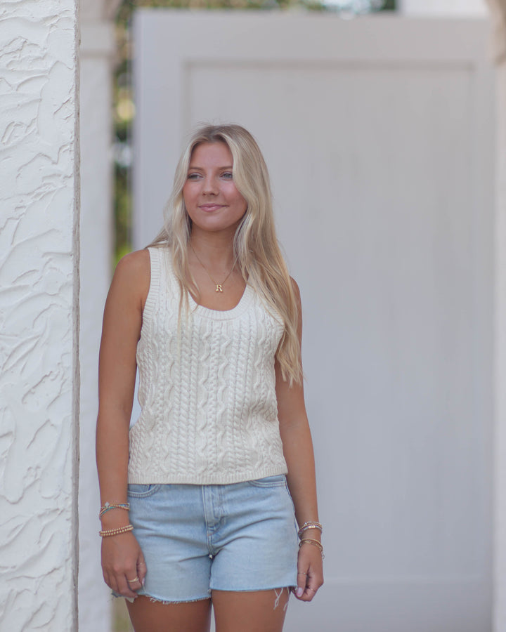 Astra Cable Sweater Tank-Ivory