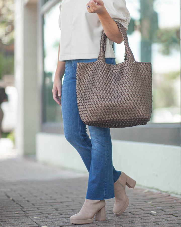 Woven Tote Bag-Bronze