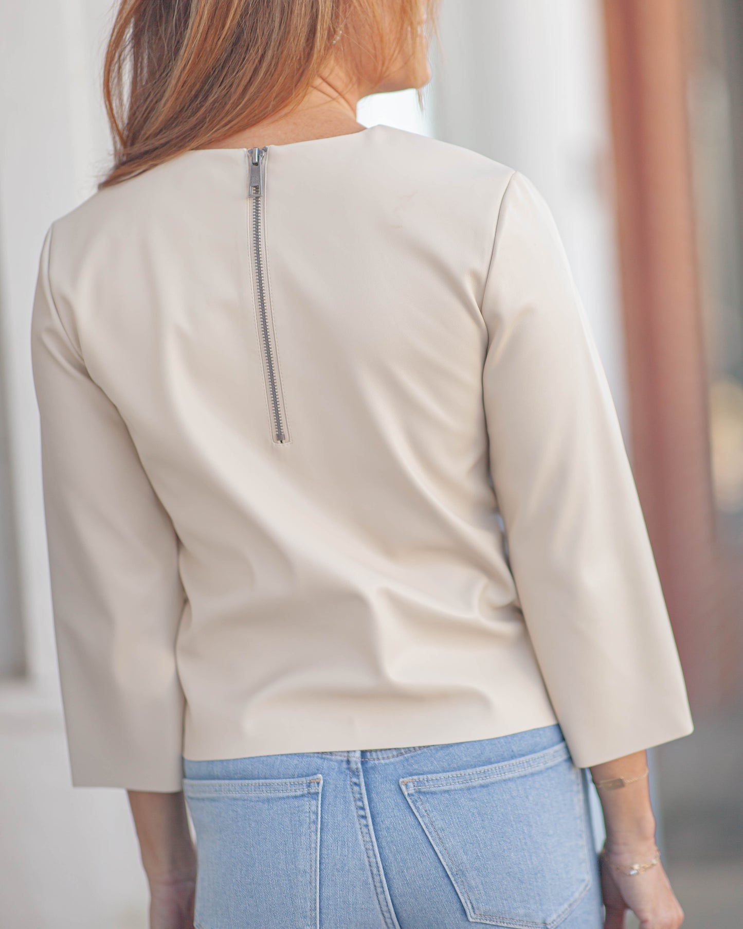 Dee Long Sleeve Top-Bone