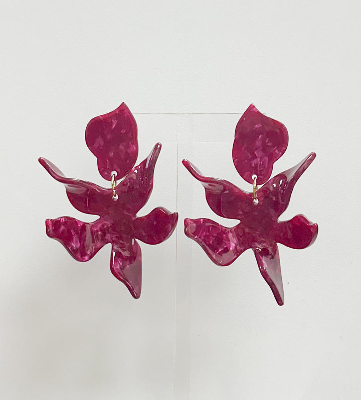 Flora Earrings-Pinot Noir