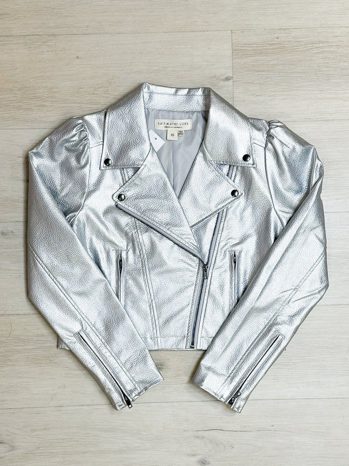 Merrita Moto Jacket-Silver