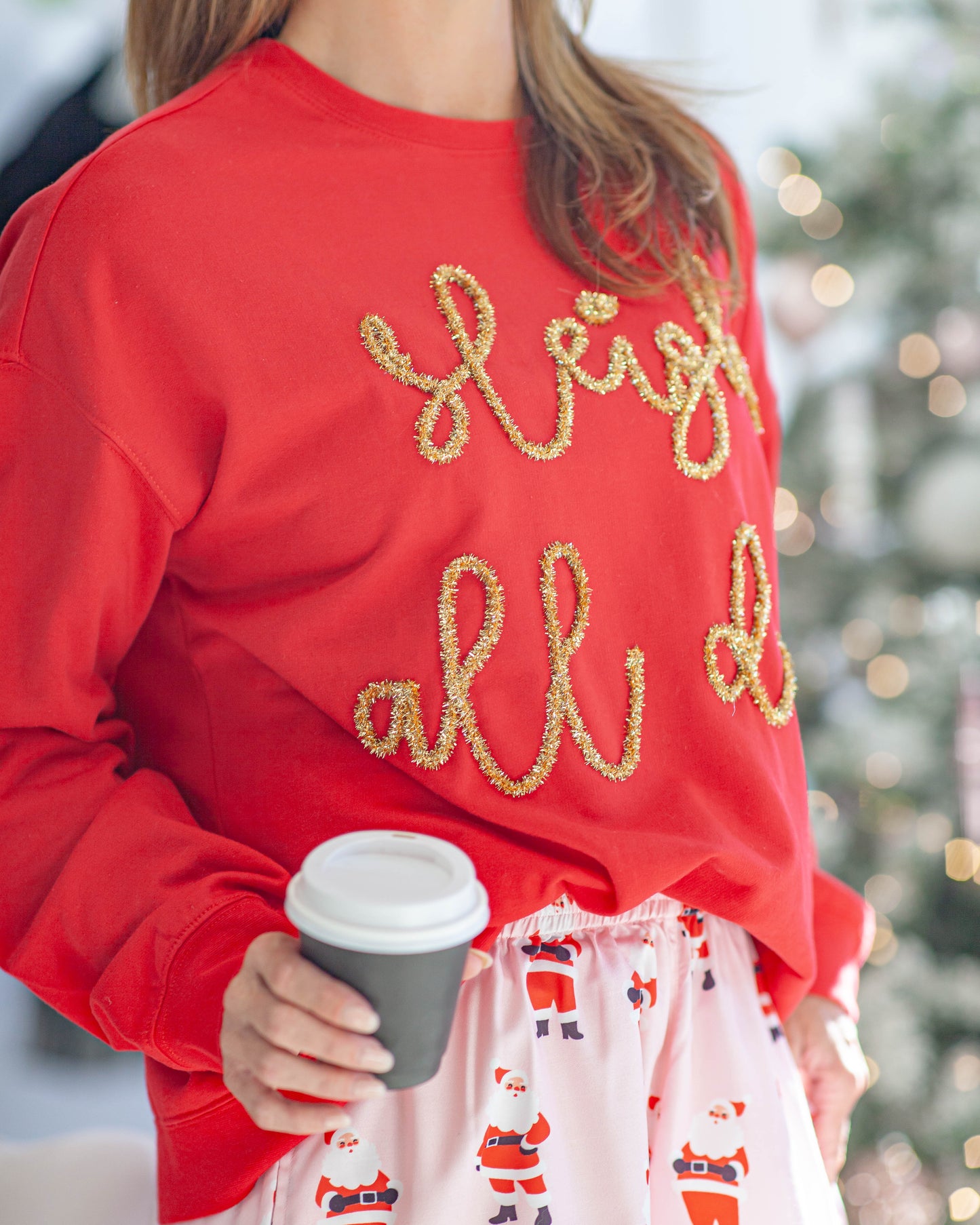 Sleigh All Day Sweatshirt-Red