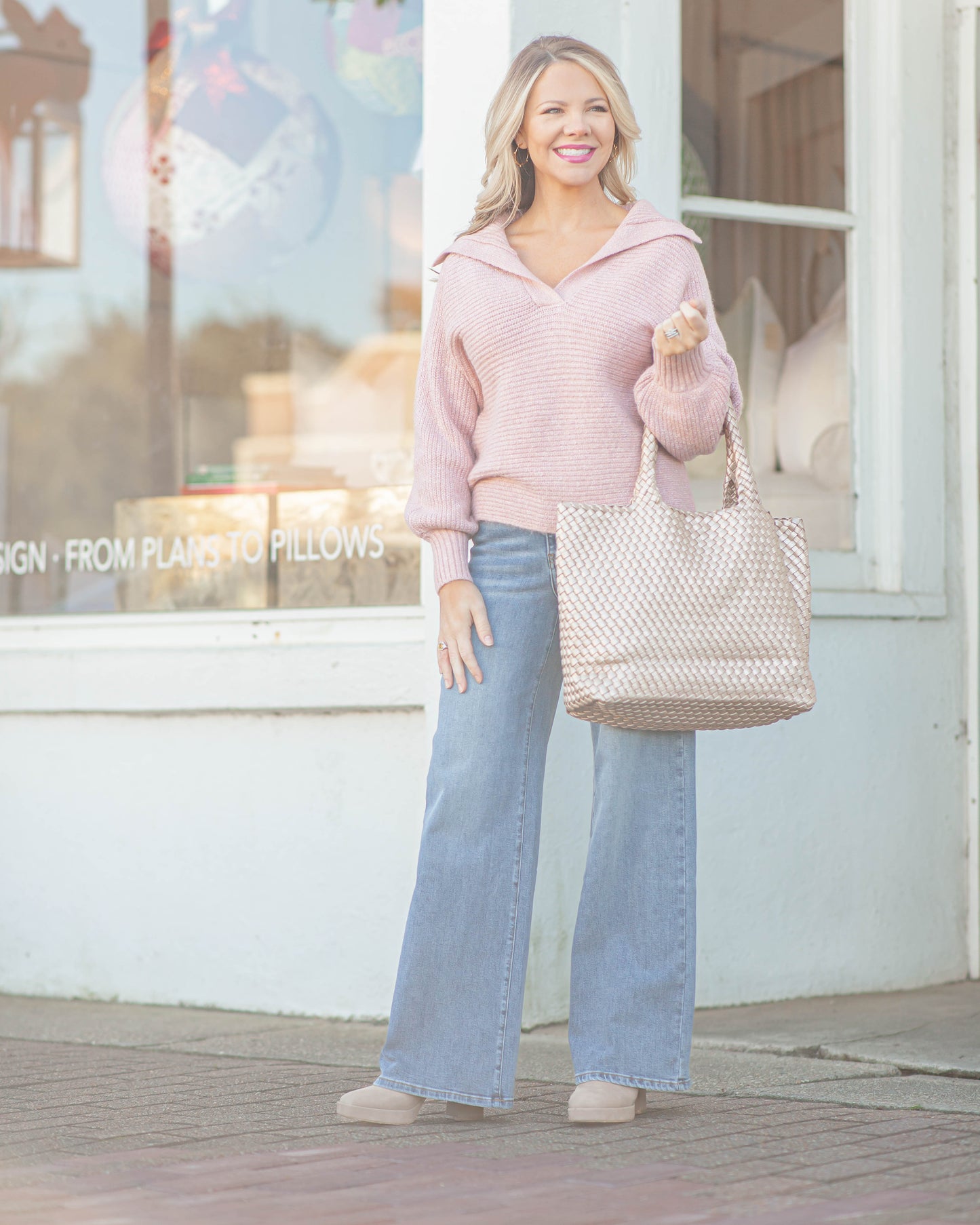 Special Times Collared Sweater-Rose