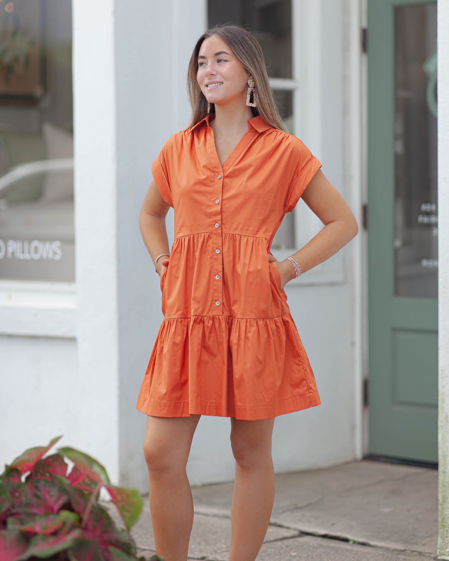 Whitley Tiered Mini Dress Burnt Orange Sadie s of Fairhope