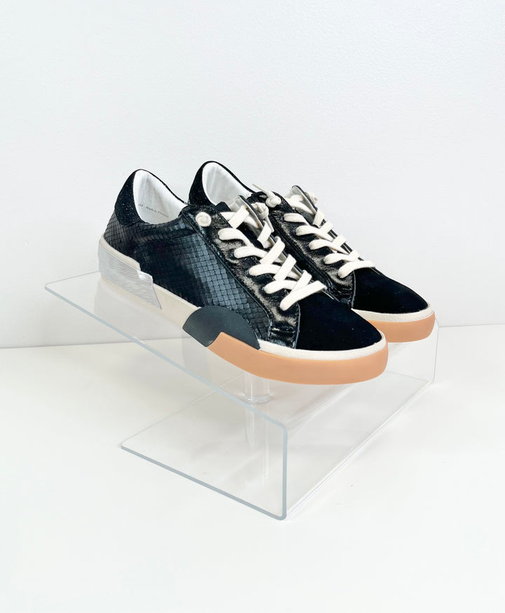 Zina Embossed Leather Sneaker-Onyx