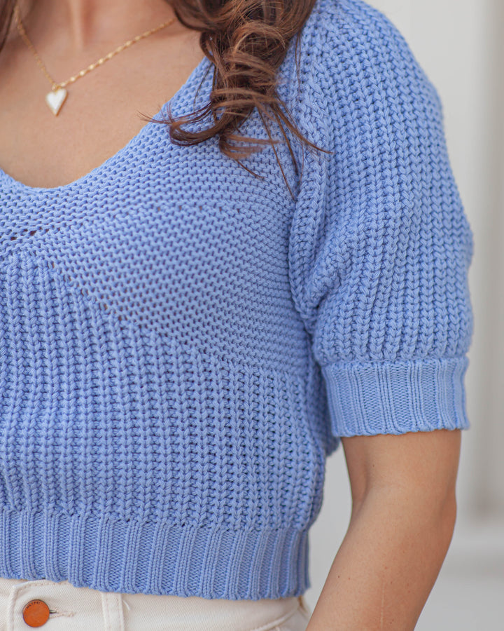 Bex Pointelle Sweater-Periwinkle