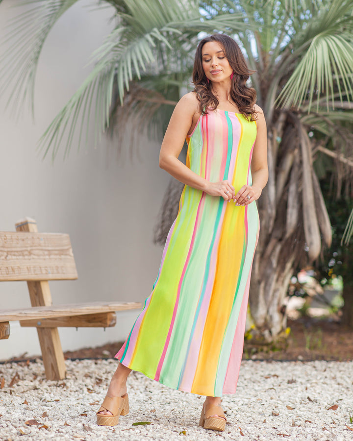 Cika Maxi Dress-Diagonal Rainbow