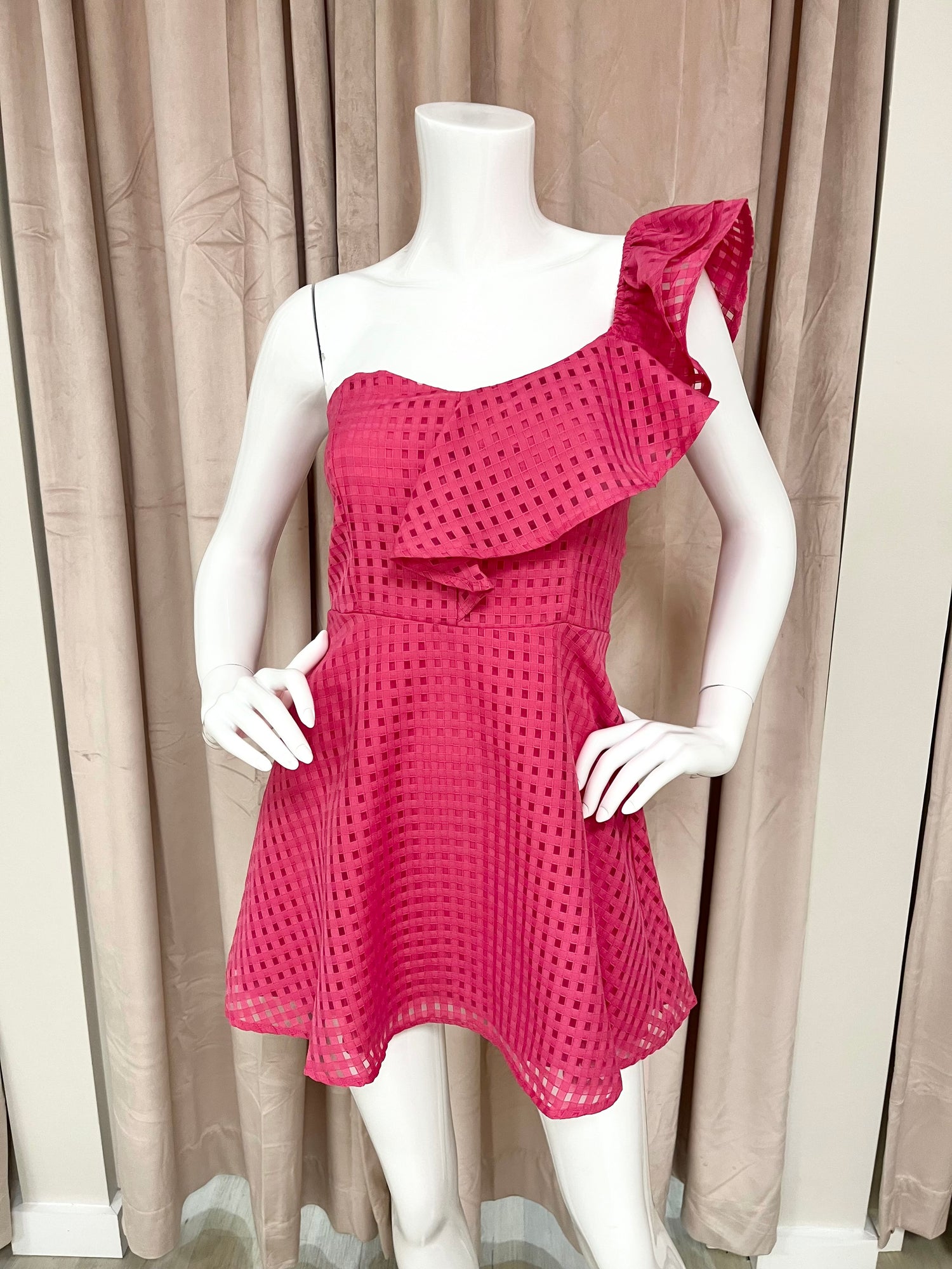 Owen Mini Dress-Pink Check
